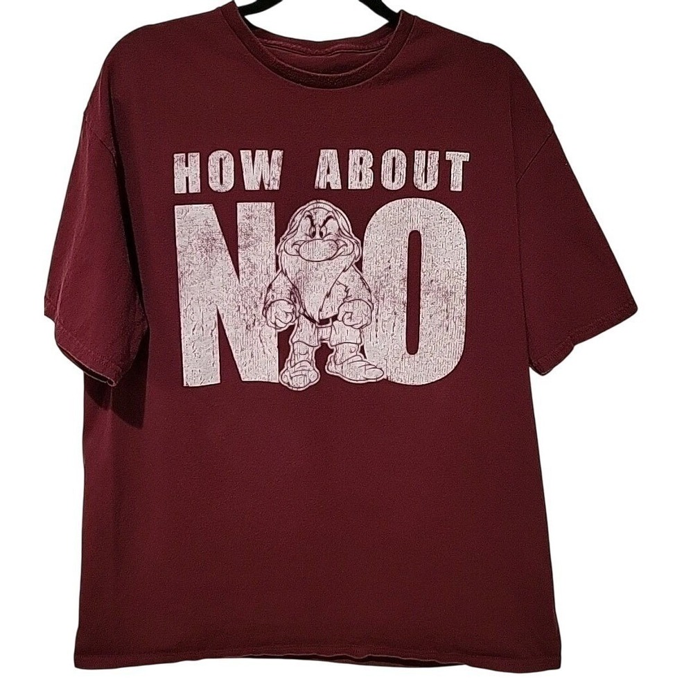 Disney Parks World Grumpy Seven Dwarfs How About No Maroon Tshirt Adult XL